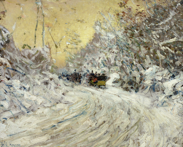 Sleigh Ride in Central Park (oil on canvas)
