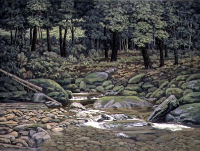 Woodland Stream (oil on canvas)