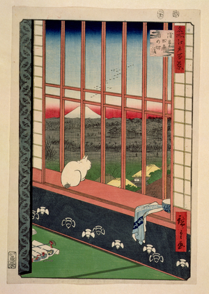 Asakusa Rice Fields During the Festival of the Cock, c.1857 (coloured woodblock print)