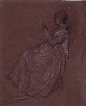 Seated Lady Reading, study for Mrs Layland (pastel chalk on paper)