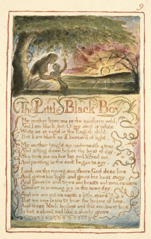 P.125-1950.pt9 The Little Black Boy: plate 9 from 'Songs of Innocence and of Experience' (copy AA) c.1815-26 (etching, ink and w/c)