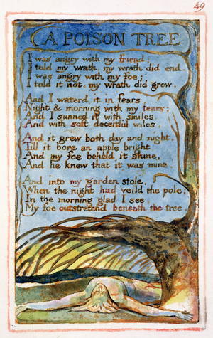 P.125-1950.pt49 A Poison Tree: plate 49 from Songs of Innocence and of Experience (copy AA) c.1815-26 (etching, ink and w/c)