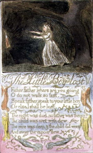 P.124-1950.pt12 The Little Boy Lost: plate 12 from Songs of Innocence and of Experience (copy R) c.1802-08 (etching, ink and w/c)