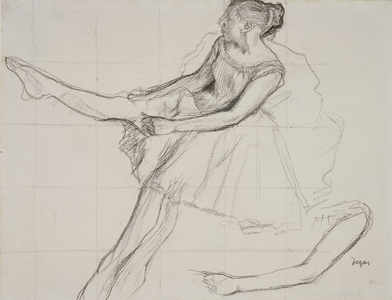 PD.23-1978 Dancer adjusting her tights, c.1880 (pencil and charcoal on paper)