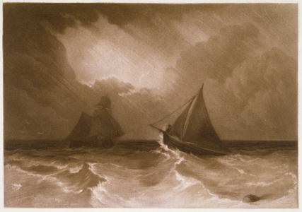 R.808b Ship and Cutter, from the 'Little Liber', engraved by the artist, c.1826 (mezzotint)