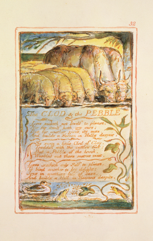P.125-1950.pt32 The Clod and the Pebble: plate 32 from Songs of Innocence and of Experience (copy AA) c.1815-26 (etching, ink and w/c)
