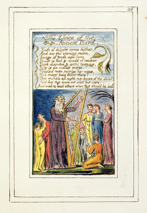 P.124-1950.pt26 The Voice of the Ancient Bard: plate 26 from Songs of Innocence and of Experience (copy R) c.1802-08 (etching, ink and w/c)