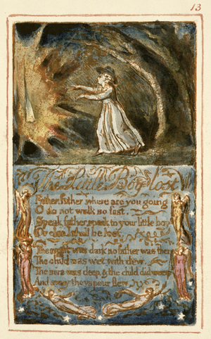 P.125-1950.pt13 The Little Boy Lost: plate 13 from 'Songs of Innocence and of Experience' (copy AA) c.1815-26 (etching, ink and w/c)