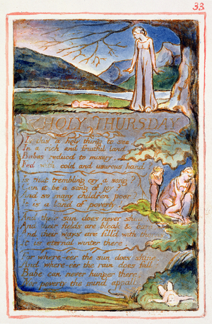 P.125-1950.pt33 Holy Thursday: plate 33 from Songs of Innocence and of Experience (copy AA) c.1815-26 (etching, ink and w/c)