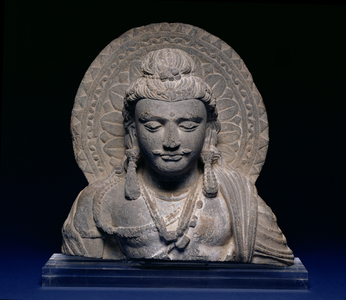 Head of Buddha, India, 2nd century (schist)