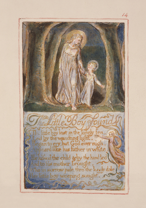 P.125-1950.pt14 The Little Boy Found: plate 14 from 'Songs of Innocence and of Experience' (copy AA) c.1815-26 (etching, ink and w/c)