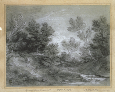 PD.28-1953 A Woodland Stream (chalk on grey paper)