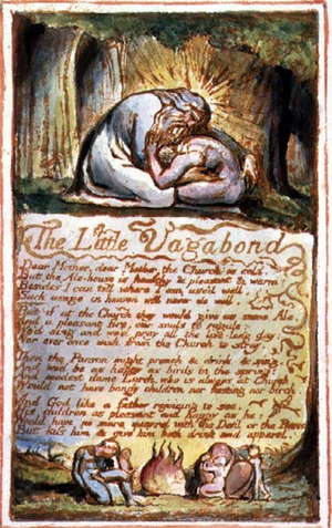 P.125-1950.pt45 The Little Vagabond: plate 45 from Songs of Innocence and of Experience (copy AA) c.1815-26 (etching, ink and w/c)