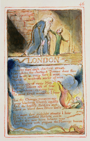 P.125-1950.pt46 London: plate 46 from Songs of Innocence and of Experience (copy AA) c.1815-26 (etching, ink and w/c)
