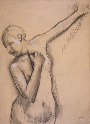 Half Length Nude Girl, c.1895 (charcoal heightened with white on tracing paper)