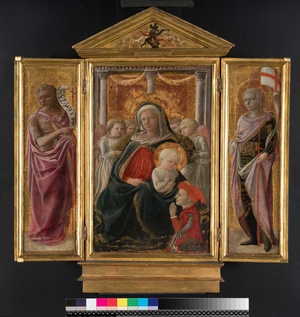 Triptych: Madonna and Child with St. John the Baptist and St. George, c.1437 (panel)