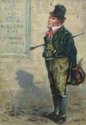 Advertising Sailings to New York and Boston (oil on canvas)