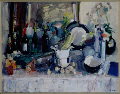 Still Life on White Cloth, 1988 (oil on canvas)