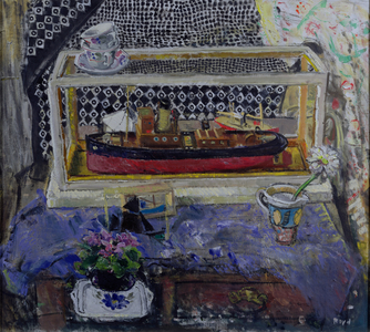 Still Life with Model Boat (oil on canvas)