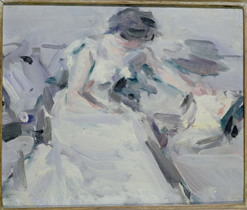 Lady in a White Dress (oil on panel)