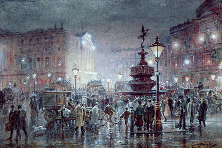 Piccadilly Circus at Night, 1911 (w/c and gouache on paper)