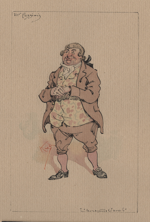 Mr Fezziwig - A Christmas Carol, c.1920s (pen & ink with w/c on paper)