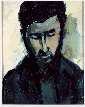 Man with Beard Looking Down (oil on canvas)