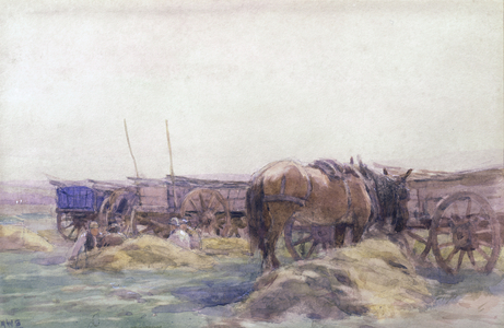 Hay Carts with Horse (w/c on paper)