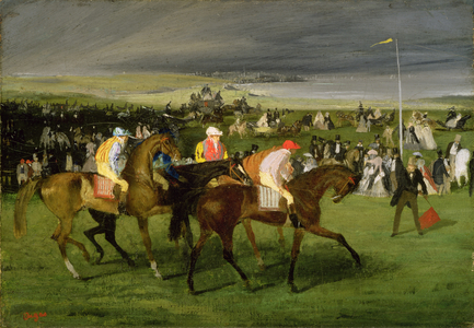 At the Races: The Start, c.1860-62 (oil on canvas)