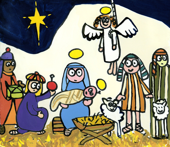 Children's School Nativity Play, 2004 (gouache on paper)