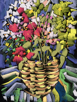 Deco Flowers (pastel on mountboard)