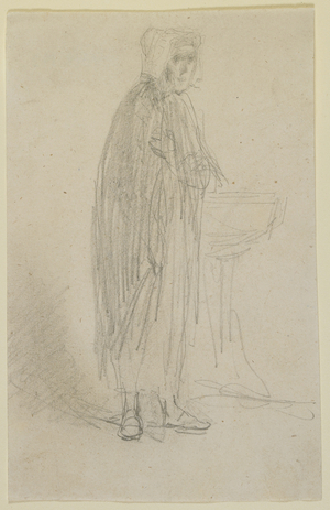 Standing figure of an old woman, c.1855-58 (pencil on off-white wove paper)