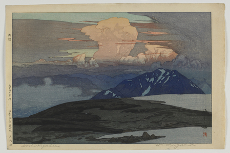 Goshikibara, from the series, Twelve Scenes in the Japan Alps, Taisho era, 1926 (colour woodblock print)