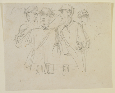 Group of four men, 1858 (pencil on off-white wove paper)