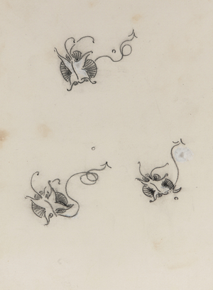 Three Whistler Butterflies (crayon & Chinese white on lithographic transfer paper)