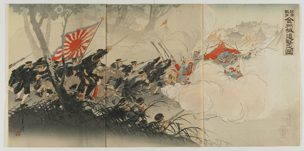 Battle at Jinzhou', Meiji era, 1894 (colour woodblock print)