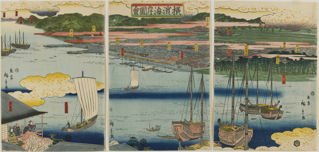 Picture of the Coast of Yokohama, Edo period, 1860 (colour woodblock print)