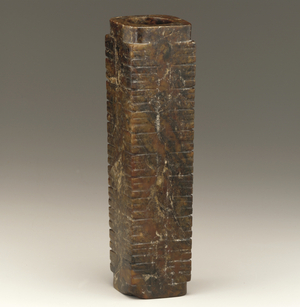 Tall tube (cong) Lake Tai region, Liangzhu culture, 3300-2250 BC (stone)