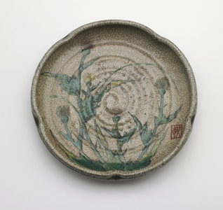 Five-lobed serving dish, Gifu prefecture, Edo period (ceramic)