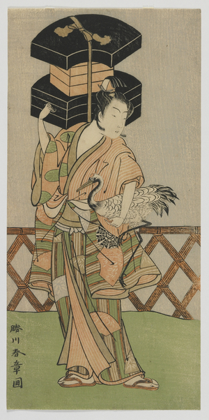 Kabuki Actor Nakamura Noshio as a Fan Vendor, Edo period, mid 1770s (colour woodblock print)