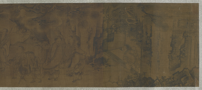 Daoist Immortals in the Mountains (ink on silk)