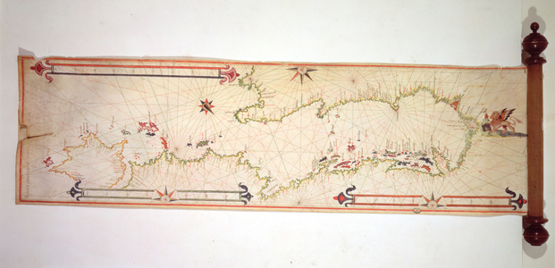 Miniature Nautical Map of the Adriatic, 1624 (parchment)