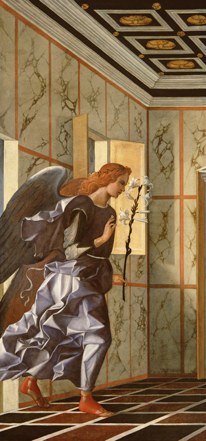The Archangel Gabriel, from The Annunciation diptych, c.1500 (oil on canvas) (post-1998 restoration)