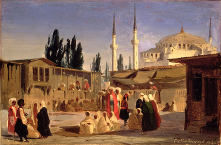 The Slave's Bazaar, Constantinople (oil on canvas)