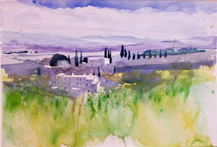 Val d'Orcia, 2011 (watercolour on paper)