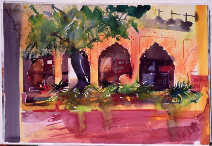 Haveli Inn Pal Jodphur, 2007 (watercolour on paper)