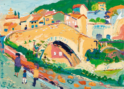 Roman Bridge, Nyons, 2003 (oil on board)