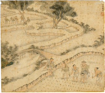 Planting Rice, from 'Gengzhi tu' (Pictures of Tilling and Weaving) (w/c on paper)