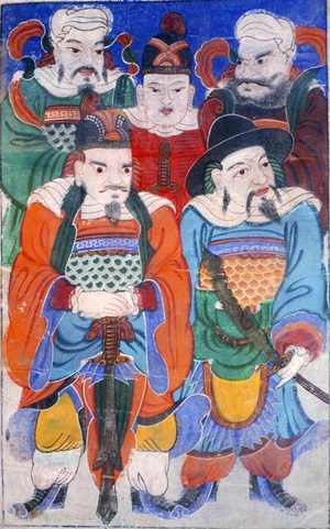 Obang sinjang (natural pigment on silk)