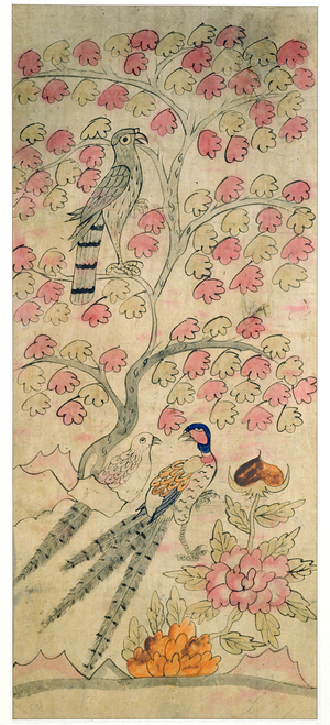 A panel from an eight fold screen (natural pigments on paper)